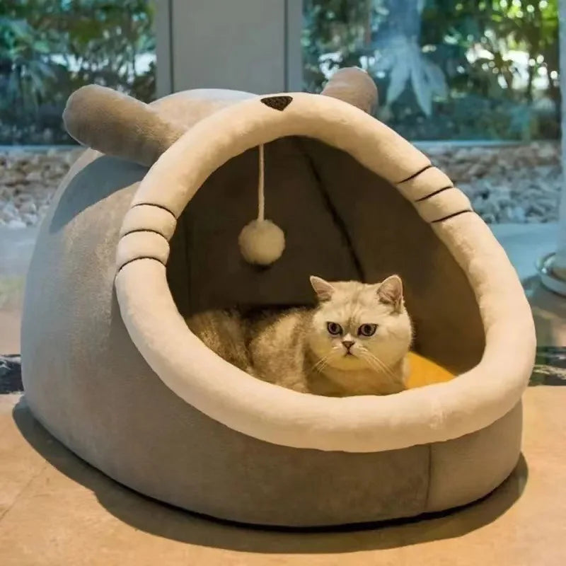 Pet Tent Cave Bed – Foldable Self Warming Sleeping Hut for Cats and Small Dogs