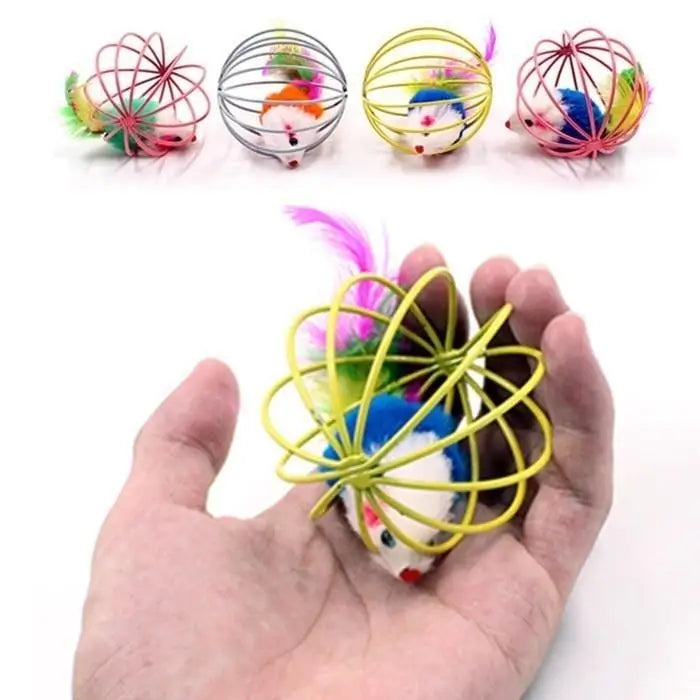 Caged Mouse Cat Toy Ball – Funny Interactive Pet Toy for Cats and Dogs