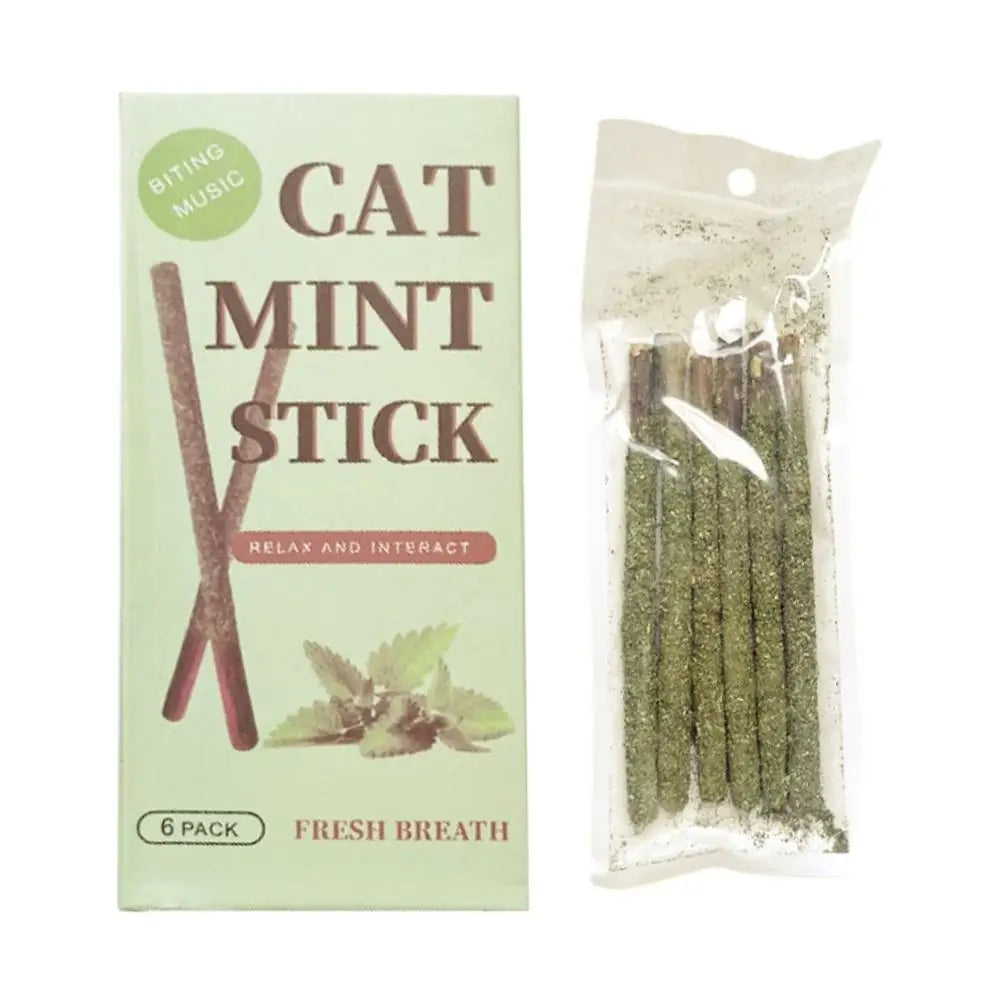 6pcs Matatabi Cat Stick Toy – Natural Silvervine Dental Chew for Cats