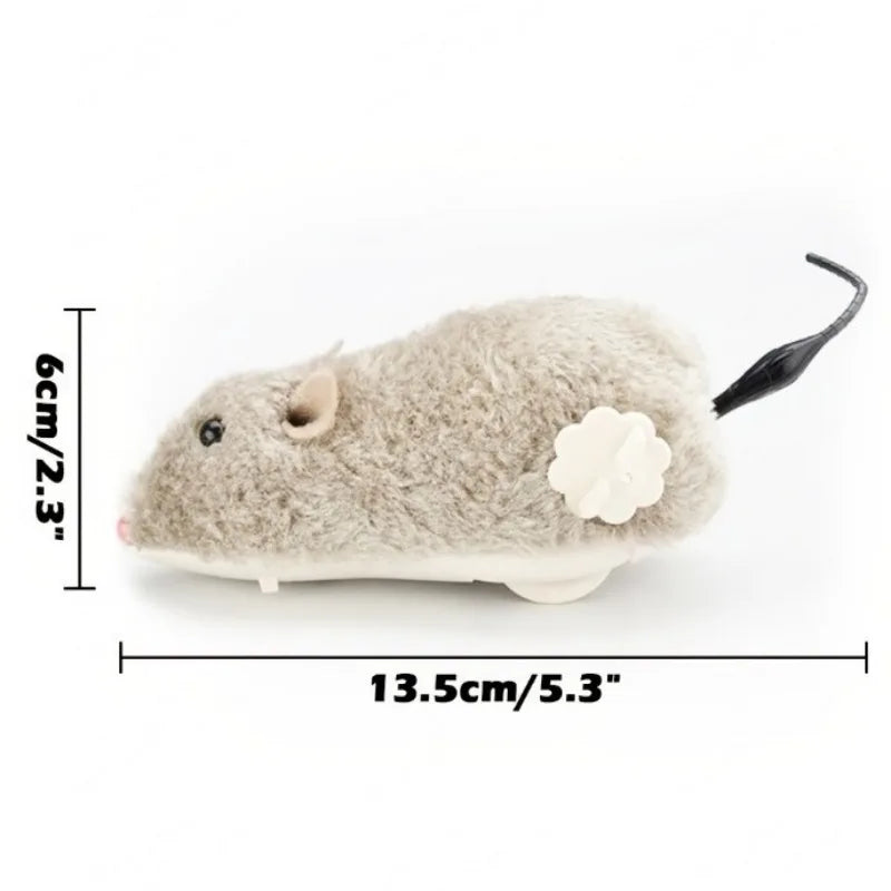 Clockwork Mouse Cat Toy – Battery Free Interactive Plush Toy for Indoor Cats