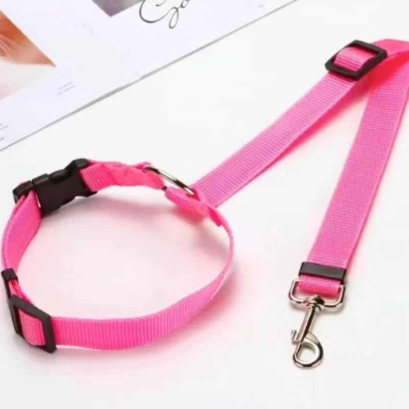 2 in 1 Dog Harness Leash with Car Seat Belt – Adjustable Pet Safety Strap for Dogs and Cats