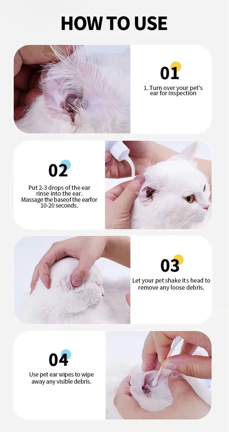 Pet ear wash Cats and dogs ear water cleaning ear mite ear drops ear drops Department care pet cleaning products