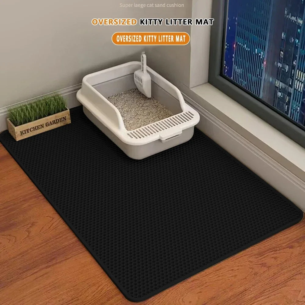 Double Layer Cat Litter Mat – Waterproof Non Slip Sand Trapping Floor Protector for Indoor Cats