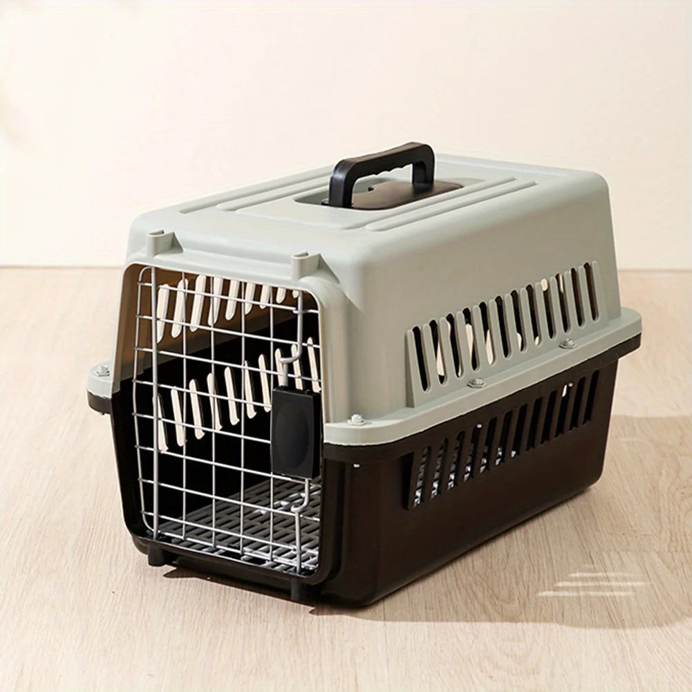 Portable Pet Carrier Crate – Plastic Travel Kennel for Dogs, Cats, Puppies and Rabbits (48×32×30cm)
