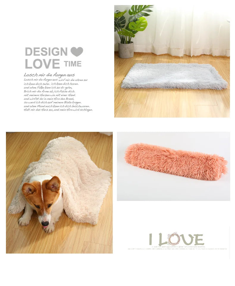Fluffy Long Plush Pets Bed Blankets Pet Sleeping Mat Soft Cat Dog Blanket Comfortable Keep Warm Mats For Small Medium Large Dog