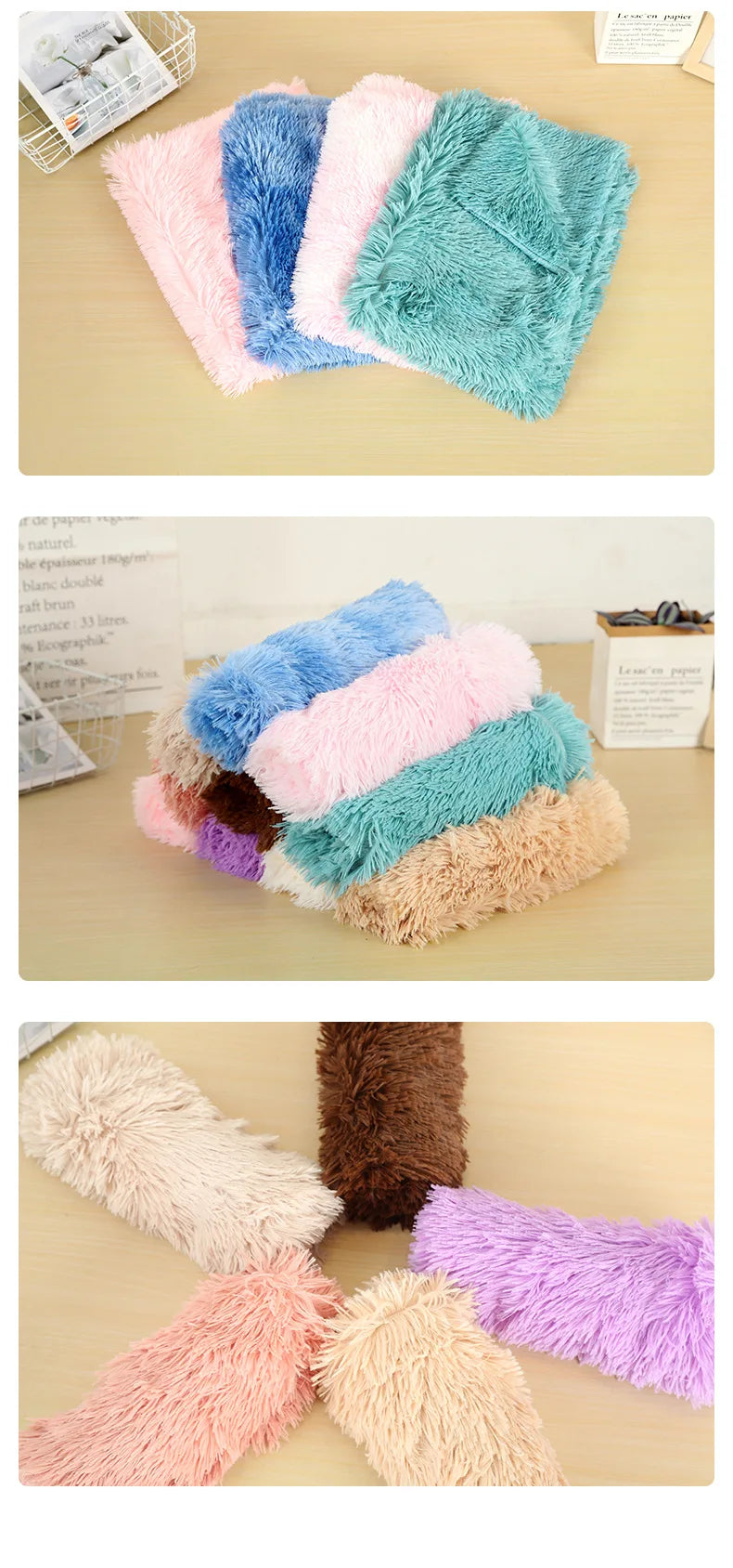 Fluffy Long Plush Pets Bed Blankets Pet Sleeping Mat Soft Cat Dog Blanket Comfortable Keep Warm Mats For Small Medium Large Dog