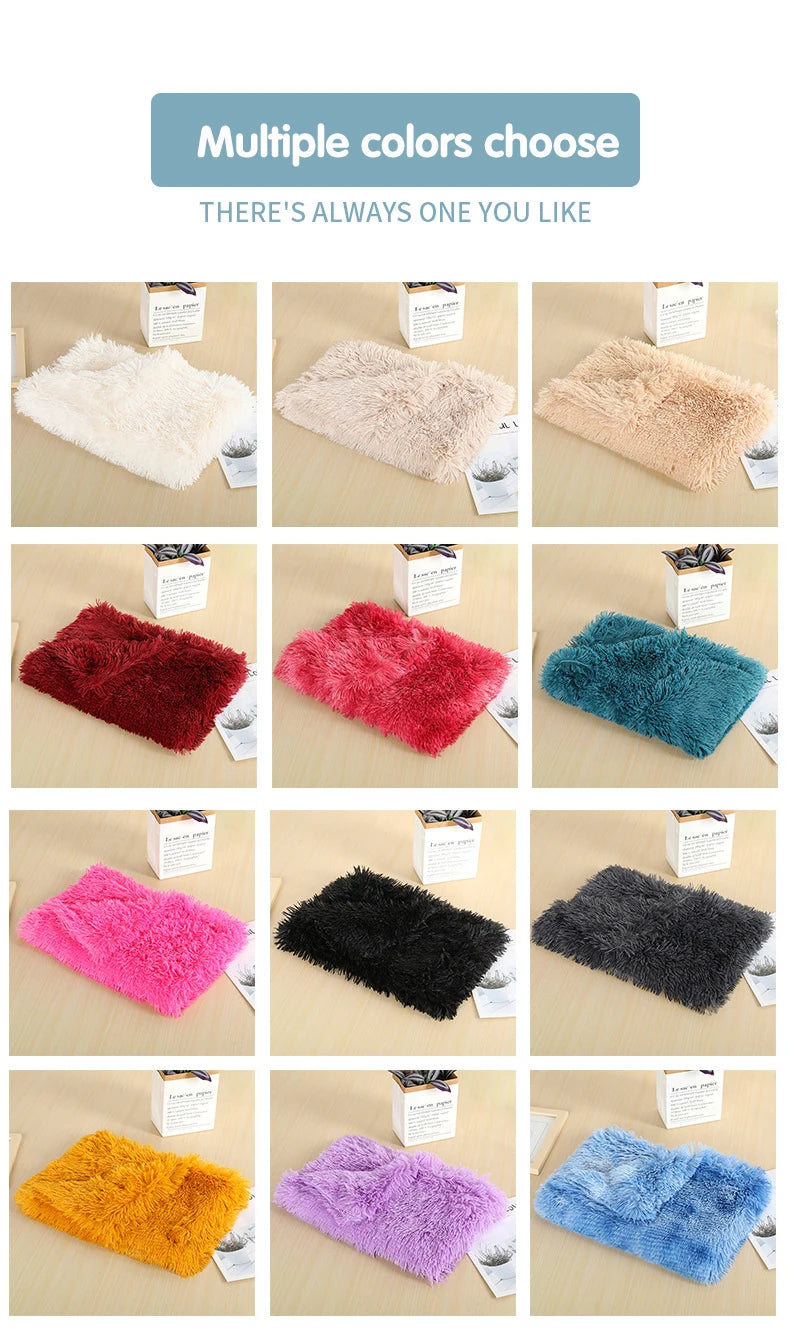 Fluffy Long Plush Pets Bed Blankets Pet Sleeping Mat Soft Cat Dog Blanket Comfortable Keep Warm Mats For Small Medium Large Dog