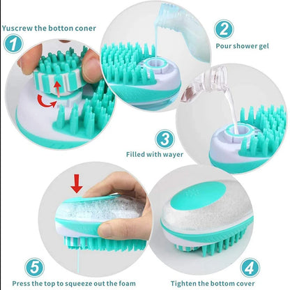 2 in 1 Pet Bath Brush – Soft Silicone Massage Comb for Dog and Cat Grooming