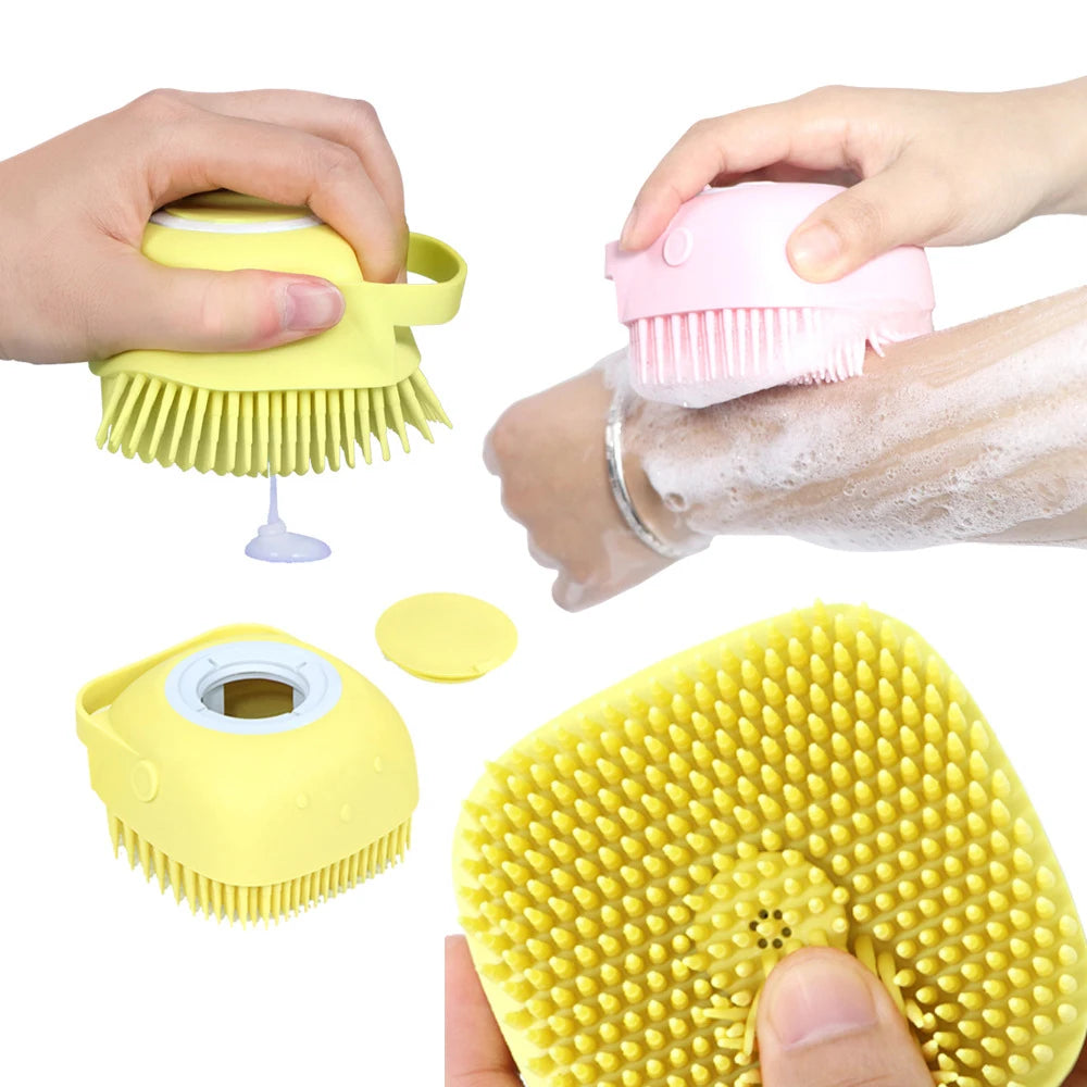 2 in 1 Pet Bath Brush – Soft Silicone Massage Comb for Dog and Cat Grooming
