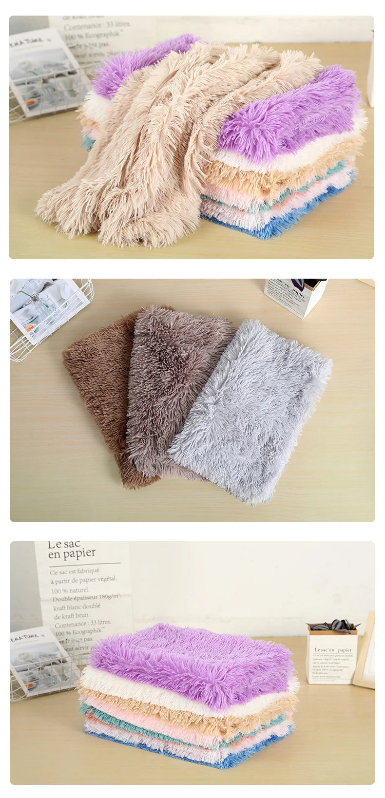 Fluffy Long Plush Pets Bed Blankets Pet Sleeping Mat Soft Cat Dog Blanket Comfortable Keep Warm Mats For Small Medium Large Dog