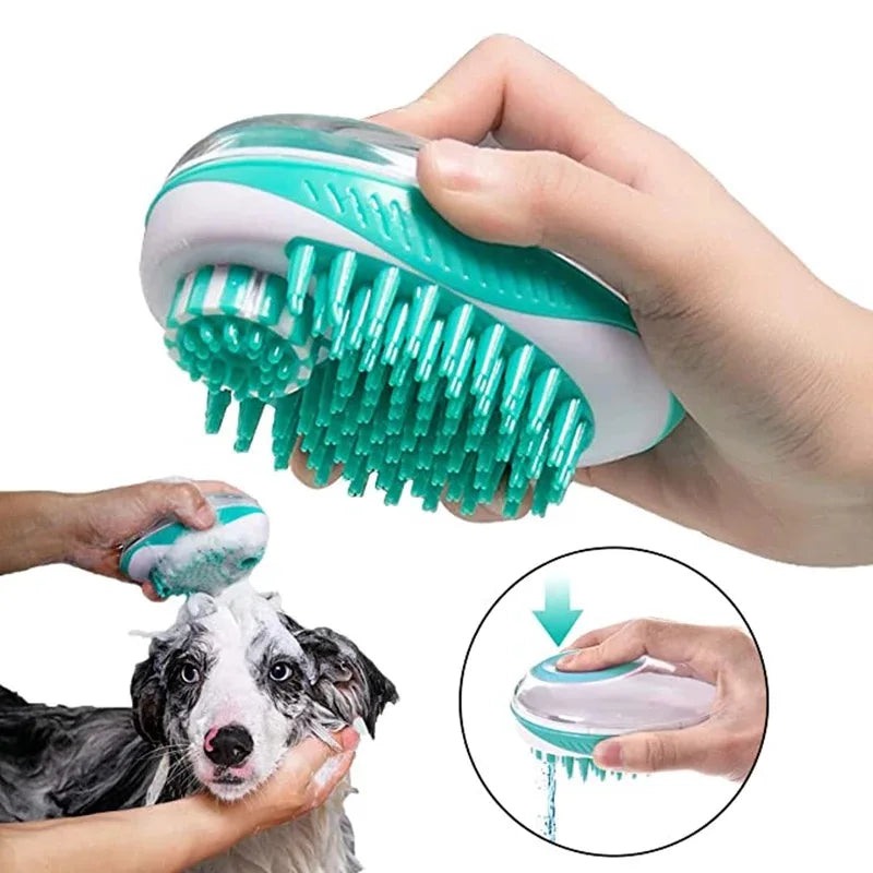 2 in 1 Pet Bath Brush – Soft Silicone Massage Comb for Dog and Cat Grooming