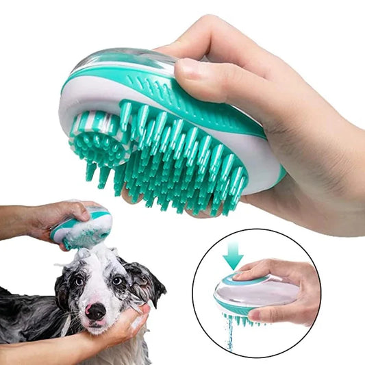 2 in 1 Pet Bath Brush – Soft Silicone Massage Comb for Dog and Cat Grooming