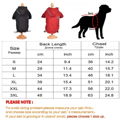 Pet Dog Waterproof Coat Reflective Puppy Warm Cotton Jacket Autumn Winter Hoodie Clothing For Dogs Cats Clothes