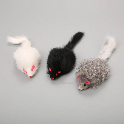 Cat Mice Toys False Mouse Cat Toy Long Tail Mice Soft Real Rabbit Fur Toy For Cats Plush Rat Playing Chew Toy Pet Supplies