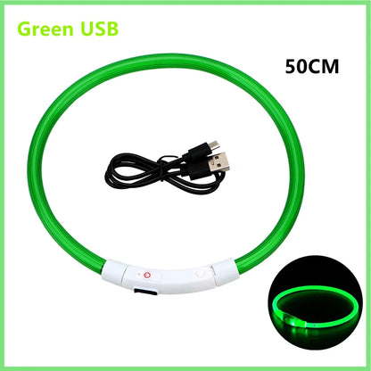 USB Rechargeable LED Dog Collar – Adjustable Luminous Safety Light Collar for Dogs and Cats