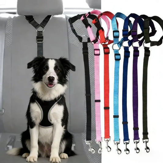 1pc Pet Dog And Cat Seat Belt, Car Headrest Restraint, Adjustable Safety Rope, Car Seat Belt