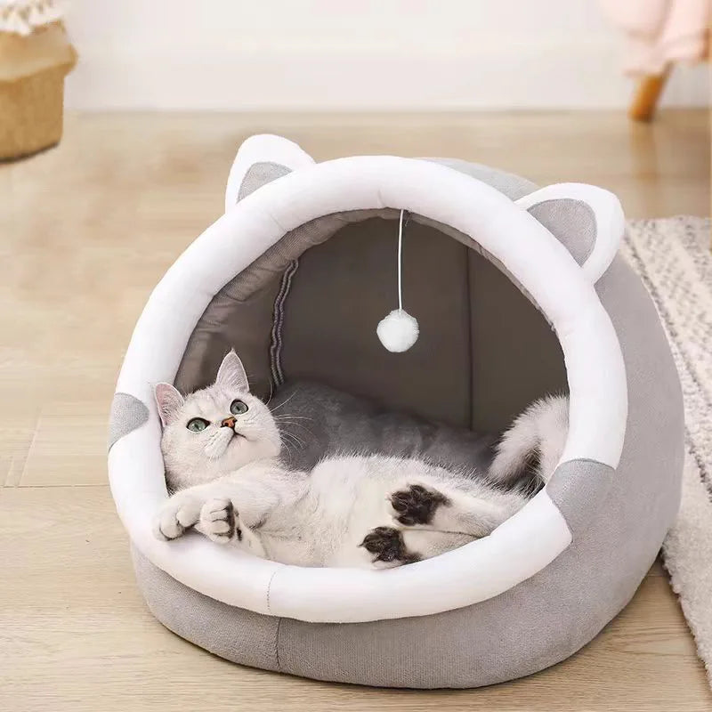 Pet Tent Cave Bed – Foldable Self Warming Sleeping Hut for Cats and Small Dogs