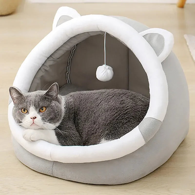Pet Tent Cave Bed – Foldable Self Warming Sleeping Hut for Cats and Small Dogs
