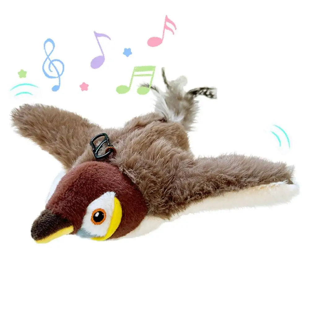 Interactive Cat Toys Rechargeable Flying Bird Wings Cat Toy Stimulating Play Touch Activated Plush Pet Cat Toy