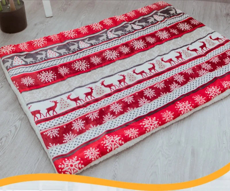 Christmas Dog Pad Thick Flannel Warm Blanket Leopard Print Blanket Dog Pad Camel Foot Pad Thick Cage Pad Pet Blanket Dog Beds