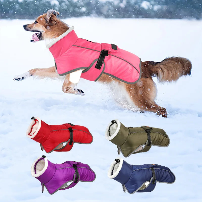 Large Dog Jacket Warm Dog Clothes Winter Coat French Bulldog Reflective Dog Cold Weather Coats Pet Snow Jacket