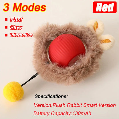 Rechargeable Interactive Cat Ball Toy – Automatic Rolling Smart Pet Toy with Faux Tail for Cats and Dogs