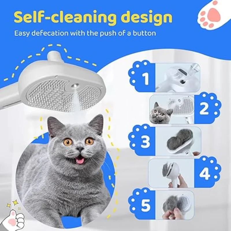 3 in 1 Electric Pet Hair Brush – Steam Spray Massage Comb for Dogs and Cats Hair Removal