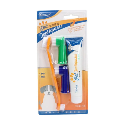Pet Dental Care Kit – Toothpaste and Toothbrush Set for Dogs and Cats Plaque and Tartar Control