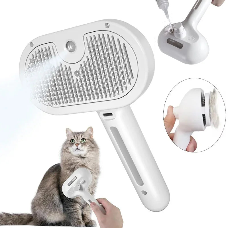 3 in 1 Electric Pet Hair Brush – Steam Spray Massage Comb for Dogs and Cats Hair Removal