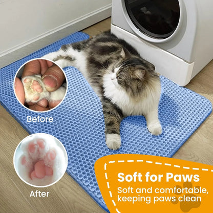 Double Layer Cat Litter Mat – Waterproof Non Slip Pet Litter Box Mat for Cats