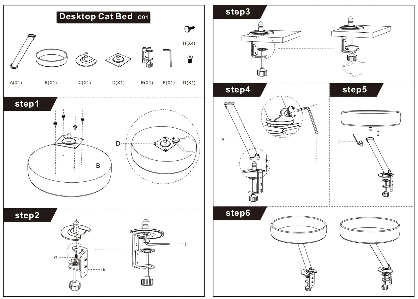 Desktop Cat Bed Round Indoor Cats Comfortable Soft Desk Nest Pet Bed for Kitten Adjustable Height Cat Climbing Frame for Desk