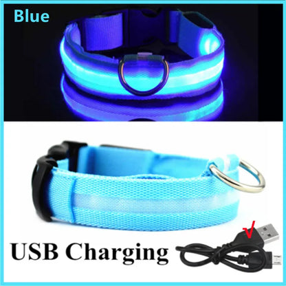 USB Rechargeable LED Dog Collar – Adjustable Luminous Safety Light Collar for Dogs and Cats