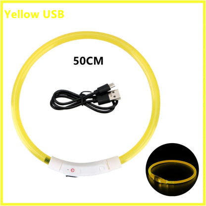 USB Rechargeable LED Dog Collar – Adjustable Luminous Safety Light Collar for Dogs and Cats