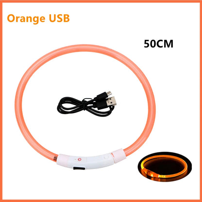 USB Rechargeable LED Dog Collar – Adjustable Luminous Safety Light Collar for Dogs and Cats