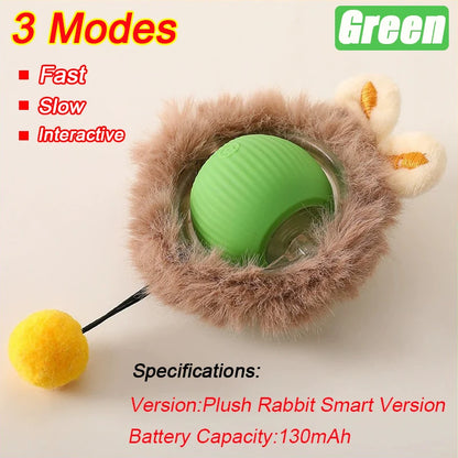 Rechargeable Interactive Cat Ball Toy – Automatic Rolling Smart Pet Toy with Faux Tail for Cats and Dogs