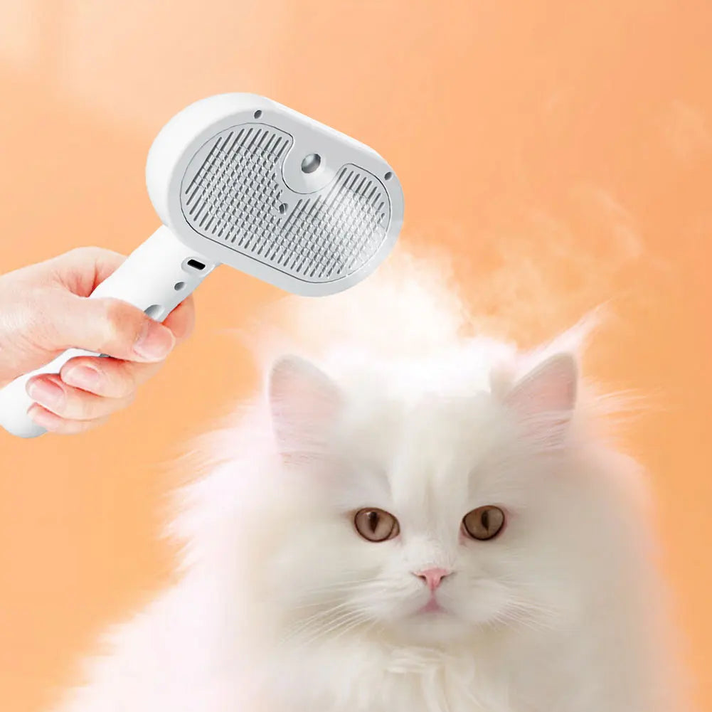 3 in 1 Electric Steam Spray Pet Brush – Anti Tangle Grooming Hair Removal Comb for Dogs and Cats