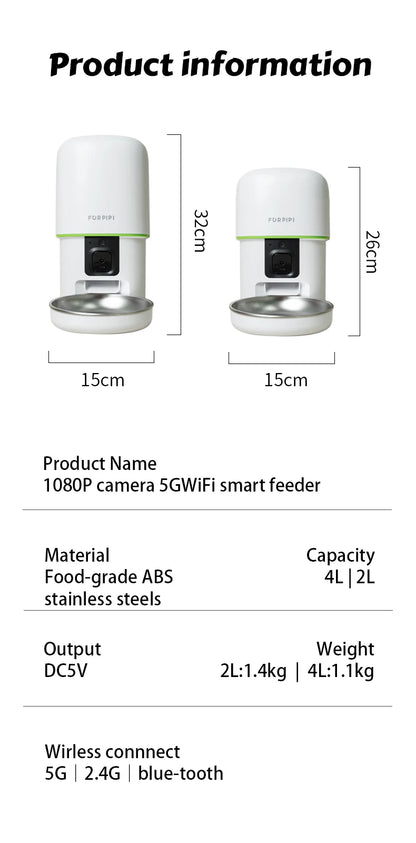 1080P HD Camera Automatic Cat Feeder with 5GWiFi Tuya Pet Cat Smart Food Kibble Dispenser Auto Feeder For Cats Dog Accessories