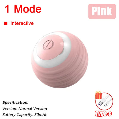 Rechargeable Interactive Cat Ball Toy – Automatic Rolling Smart Pet Toy with Faux Tail for Cats and Dogs