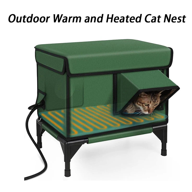 Outdoor Waterproof Cat House Warm Heated Winter Cat House Insulated Outside Foldable Cats Nest Tent Sleeping Extra Large Pet