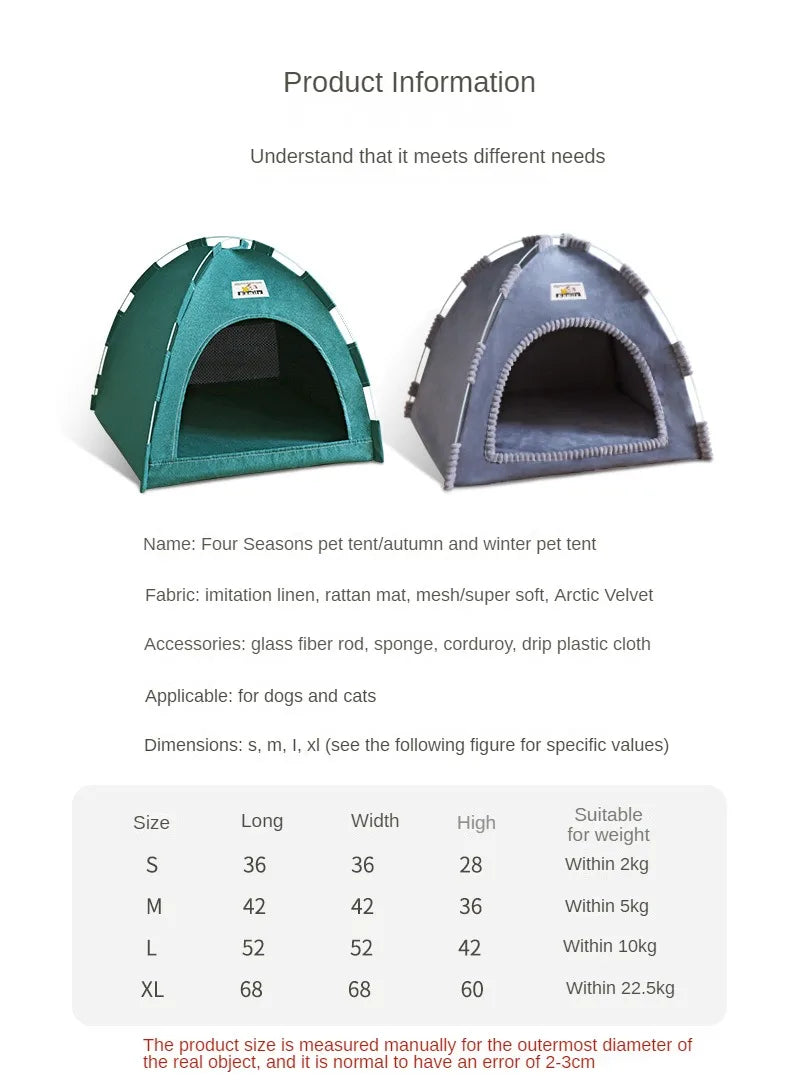 Foldable Cat House Pet Tent Four Seasons Universal Cat and Dog Pet Nest Summer Cool Mat Outdoor Portable Foldable Breathable