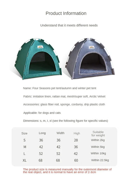 Foldable Cat House Pet Tent Four Seasons Universal Cat and Dog Pet Nest Summer Cool Mat Outdoor Portable Foldable Breathable