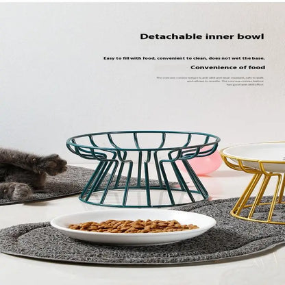 Ceramic Raised Pet Bowl Food Water Treats For Cats &amp Doggie Cat Stand Bowl Dogs Supplies Outdoor Feeding Drinking Accessories