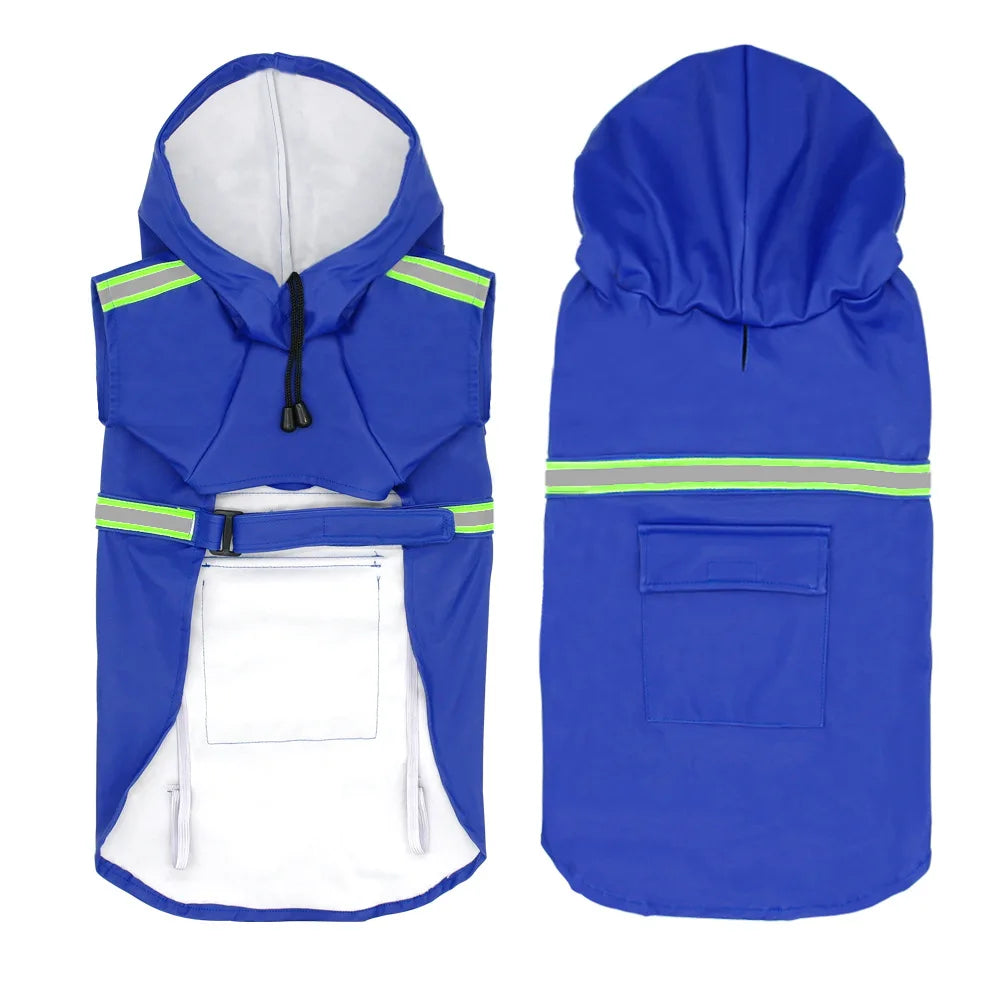 Cape Style Reflective Dog Raincoat – Waterproof Windproof Hooded Coat for Large Dogs