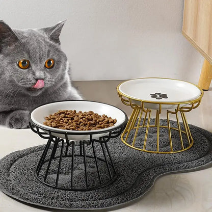 Ceramic Raised Pet Bowl Food Water Treats For Cats &amp Doggie Cat Stand Bowl Dogs Supplies Outdoor Feeding Drinking Accessories