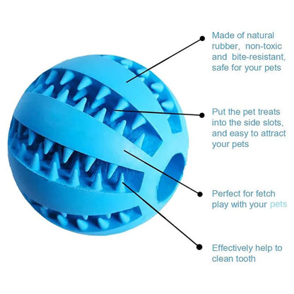 Interactive Rubber Dog Toy Ball – Chewable Silicone Treat Feeder for Dogs and Cats