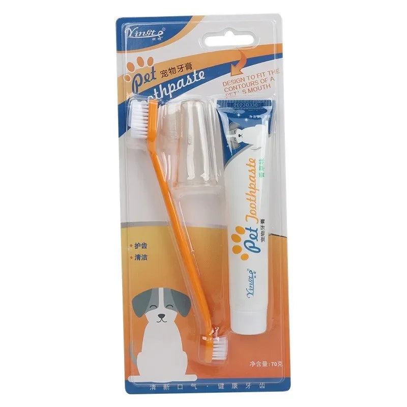 Pet Dental Care Kit – Toothpaste and Toothbrush Set for Dogs and Cats Plaque and Tartar Control