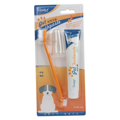 Pet Dental Care Kit – Toothpaste and Toothbrush Set for Dogs and Cats Plaque and Tartar Control