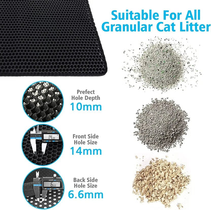 Double Layer Cat Litter Mat – Waterproof Non Slip Sand Trapping Floor Protector for Indoor Cats