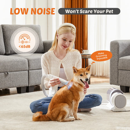 2.5L Pet Grooming Vacuum Kit – Cordless Low Noise Dog Clippers with 5 Tools and 3 Suction Modes