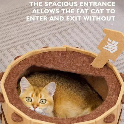 Sturdy Soft Comfortable Pet Nest Four Seasons Bathtub Cat House Fun Semi-Enclosed Felt Cat Bed For Claw Sharpening Sleeping